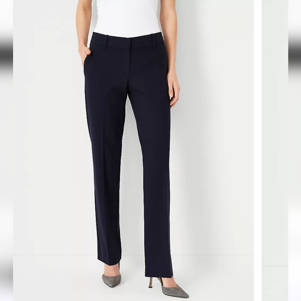 Ann Taylor Navy Straight Leg Seasonless Stretch Pant